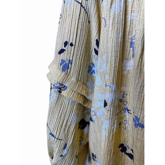 Zac & Rachel Yellow Floral Square Neck Long Sleeve Ruffle 1X Blouse Flowy Boho - Picture 7 of 10